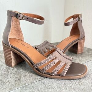 NEW Lucky Brand Tasmina Leather Ankle Strap Open Toe Heels Shoes Women’s Size 9